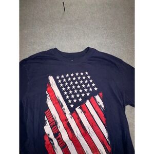 Home Of The Brave Mens XXL Navy Blue American Flag Graphic T-Shirt Cotton